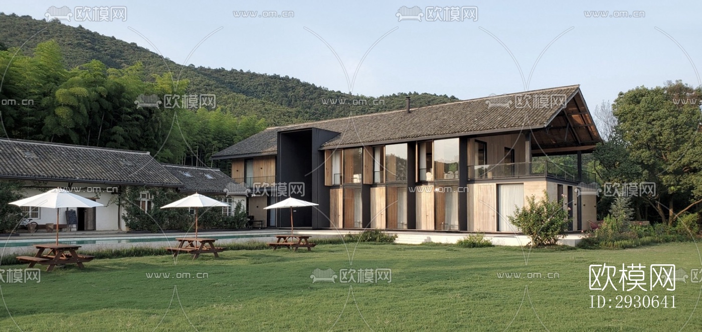 现代酒店民宿效果图下载（渲染图1）