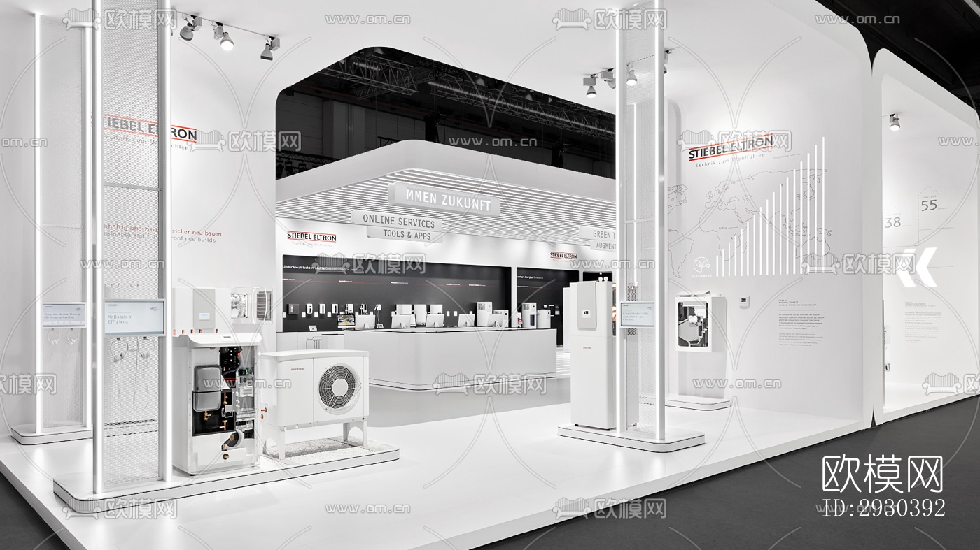 高级灰展览展厅效果图下载（渲染图2）