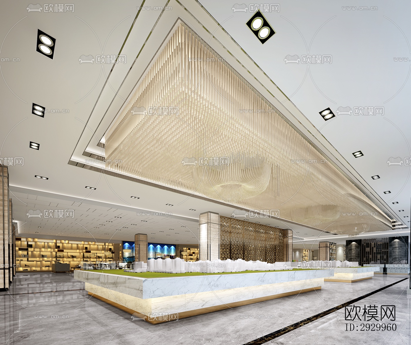 新中式售楼处效果图下载（渲染图2）