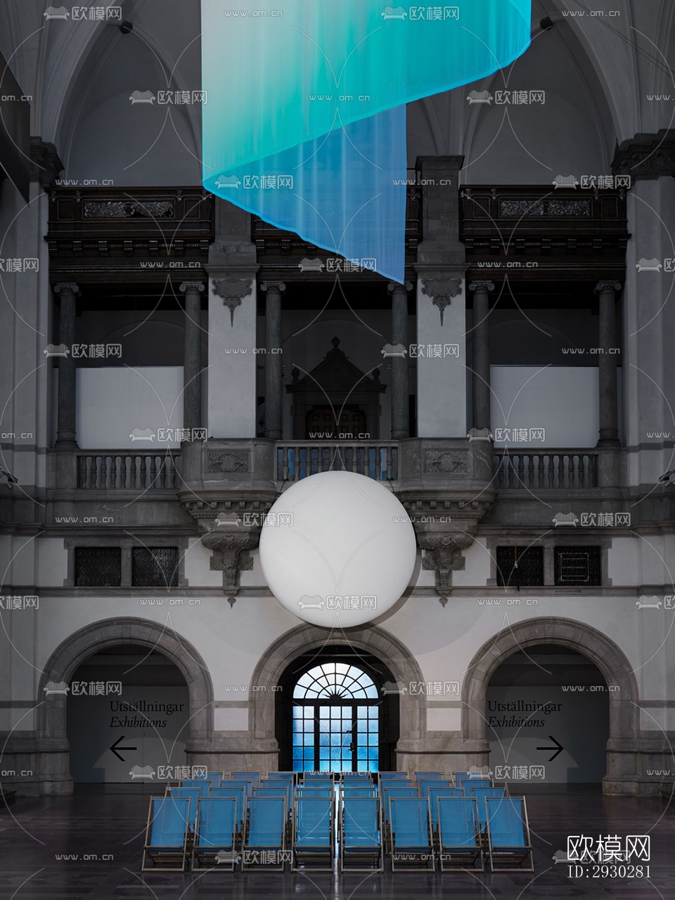 现代展览展厅效果图下载（渲染图3）