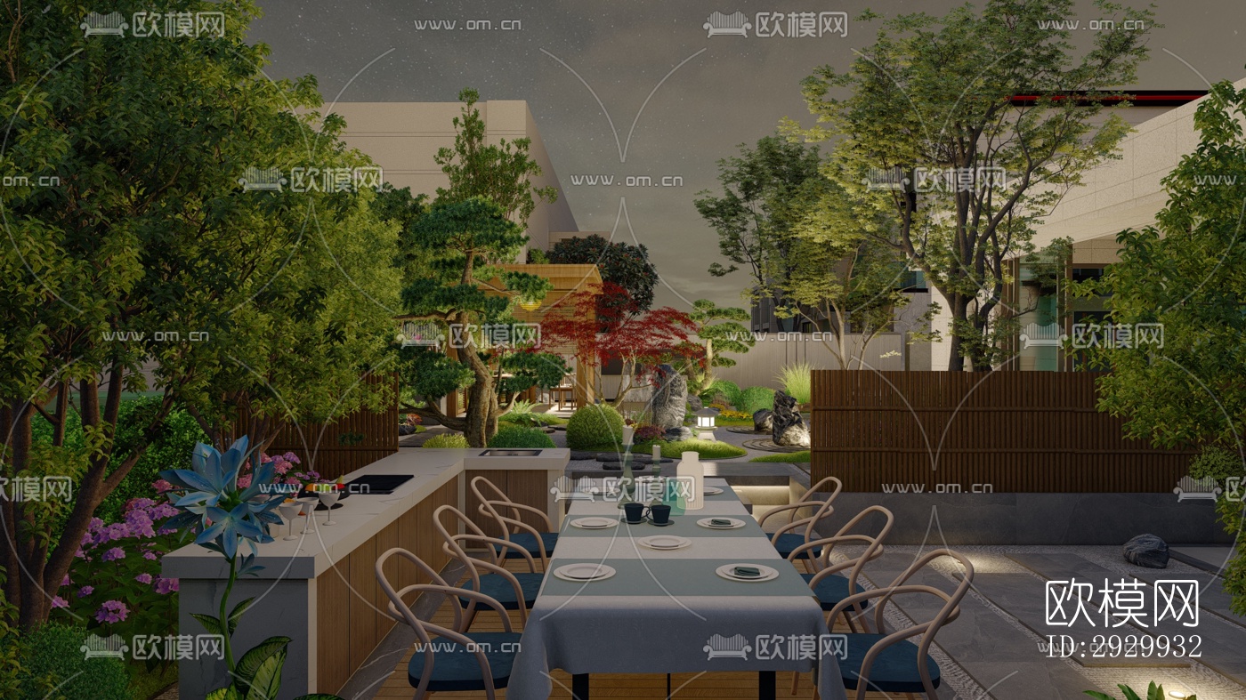 日式居住景观效果图下载（渲染图4）