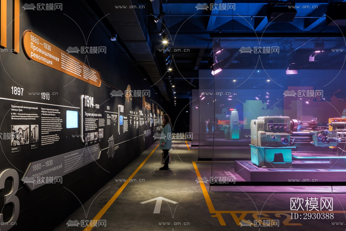 高级灰展览展厅效果图下载（渲染图1）