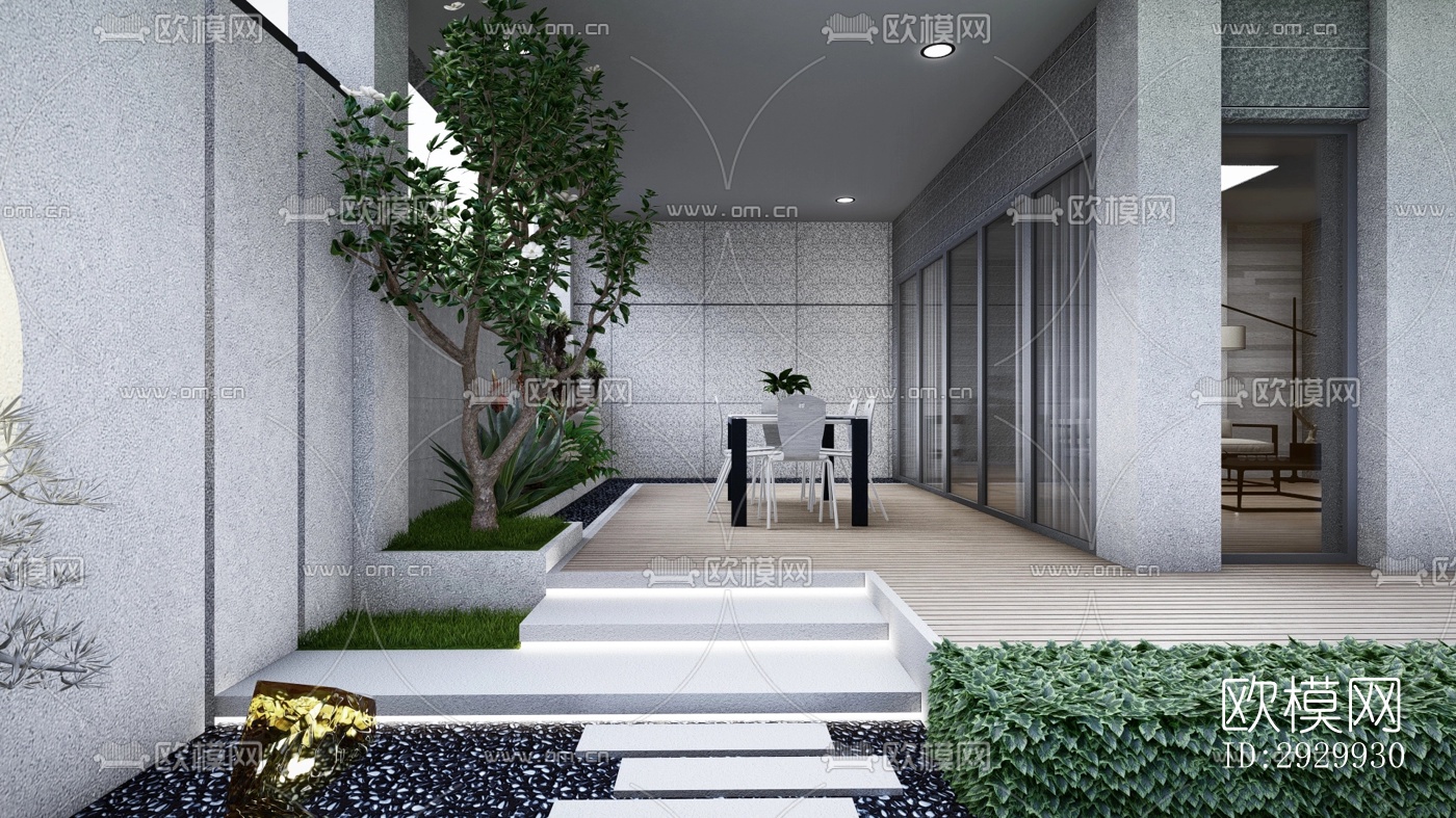 新中式居住景观效果图下载（渲染图10）