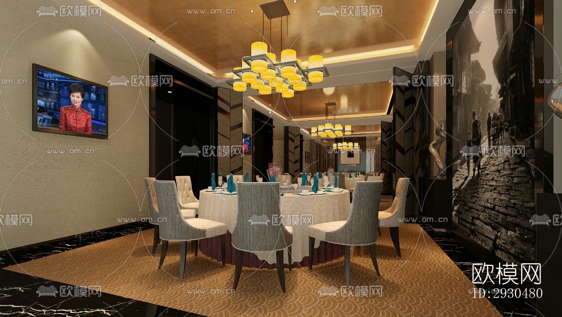 中式酒店民宿效果图下载（渲染图4）