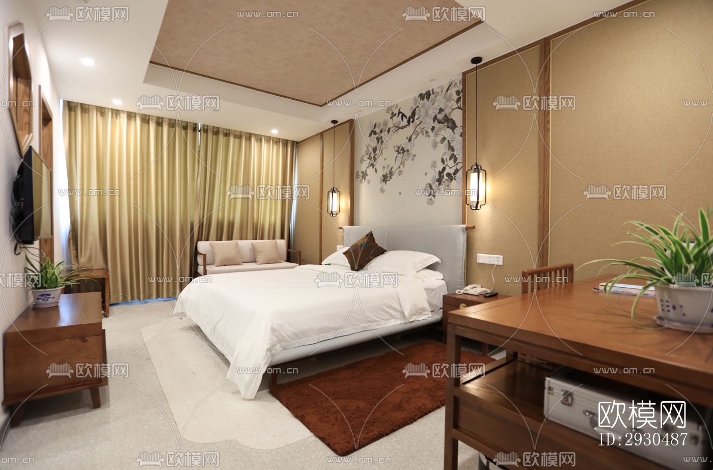 中式酒店民宿效果图下载（渲染图6）