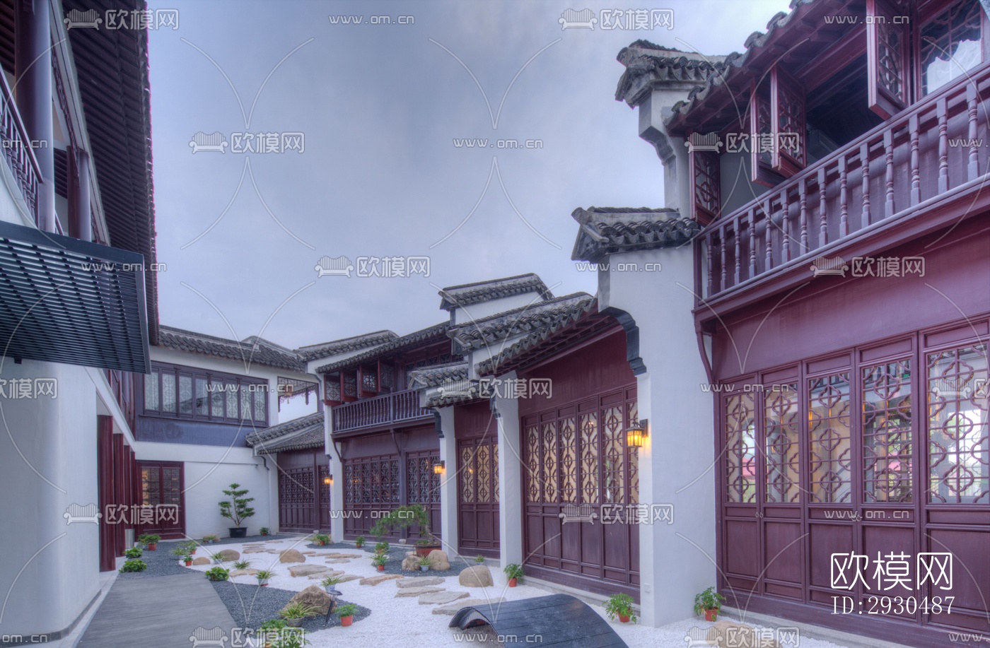 中式酒店民宿效果图下载（渲染图5）