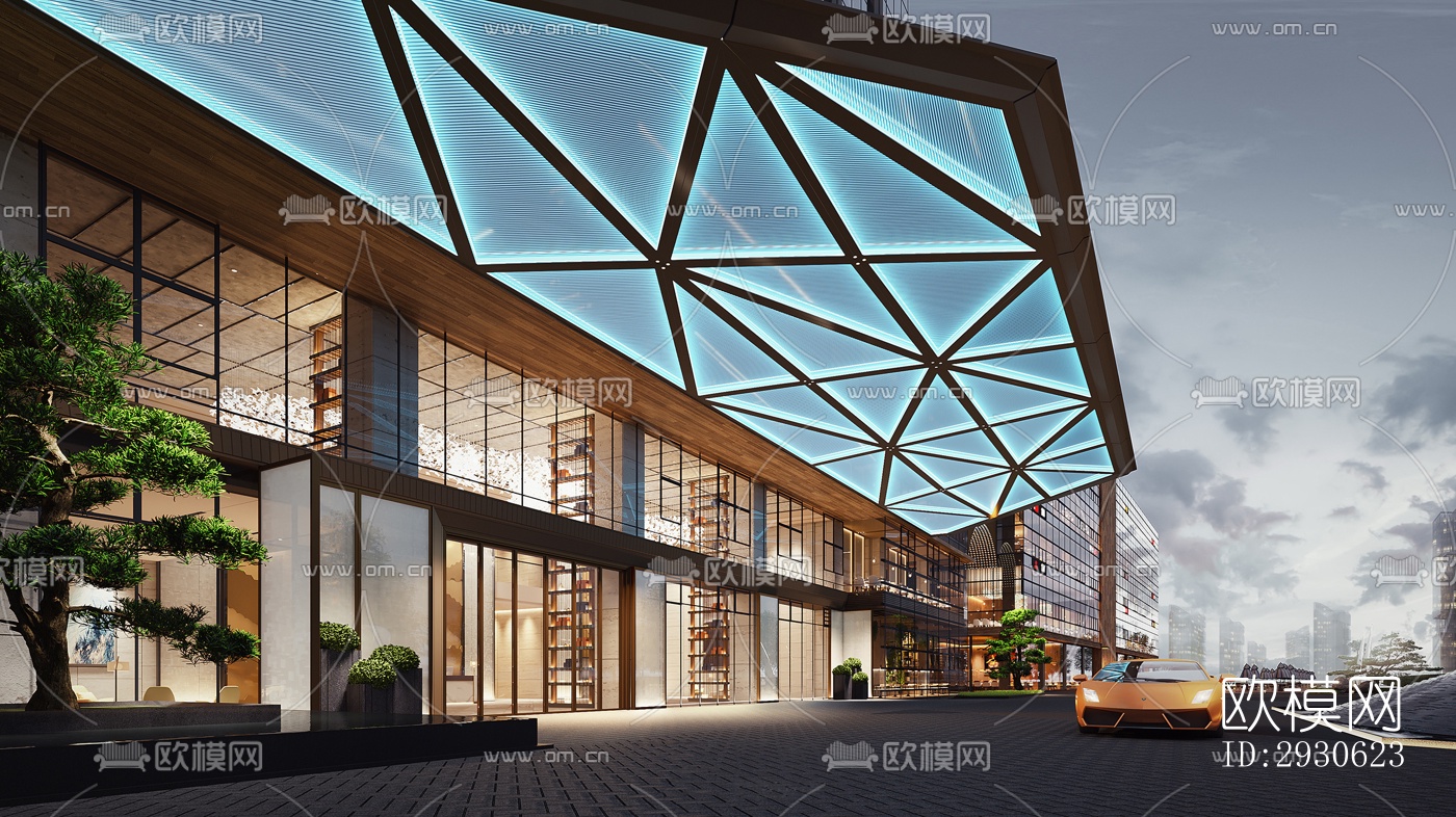 新中式酒店民宿效果图下载（渲染图2）