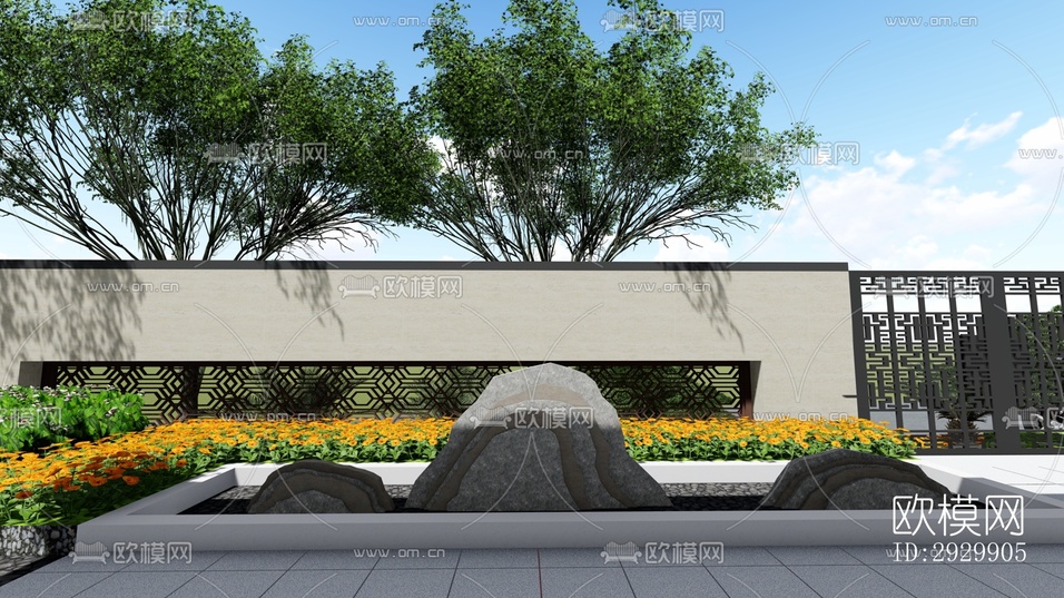 新中式居住景觀效果圖下載(渲染圖6)