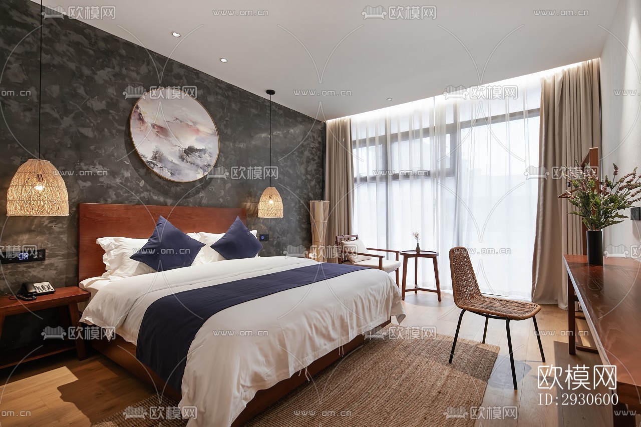 新中式酒店民宿效果图下载（渲染图12）