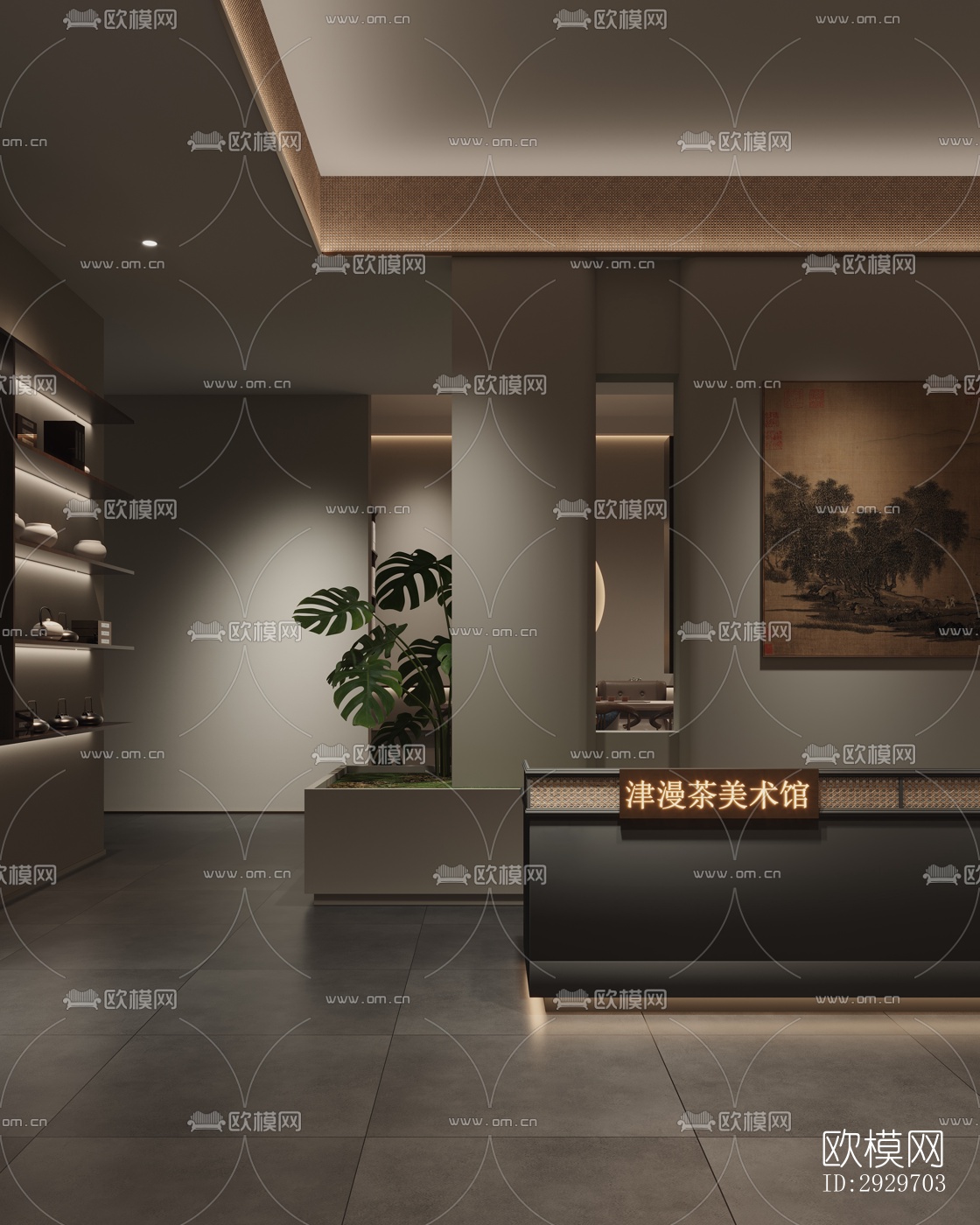 新中式美术博物馆效果图下载（渲染图2）