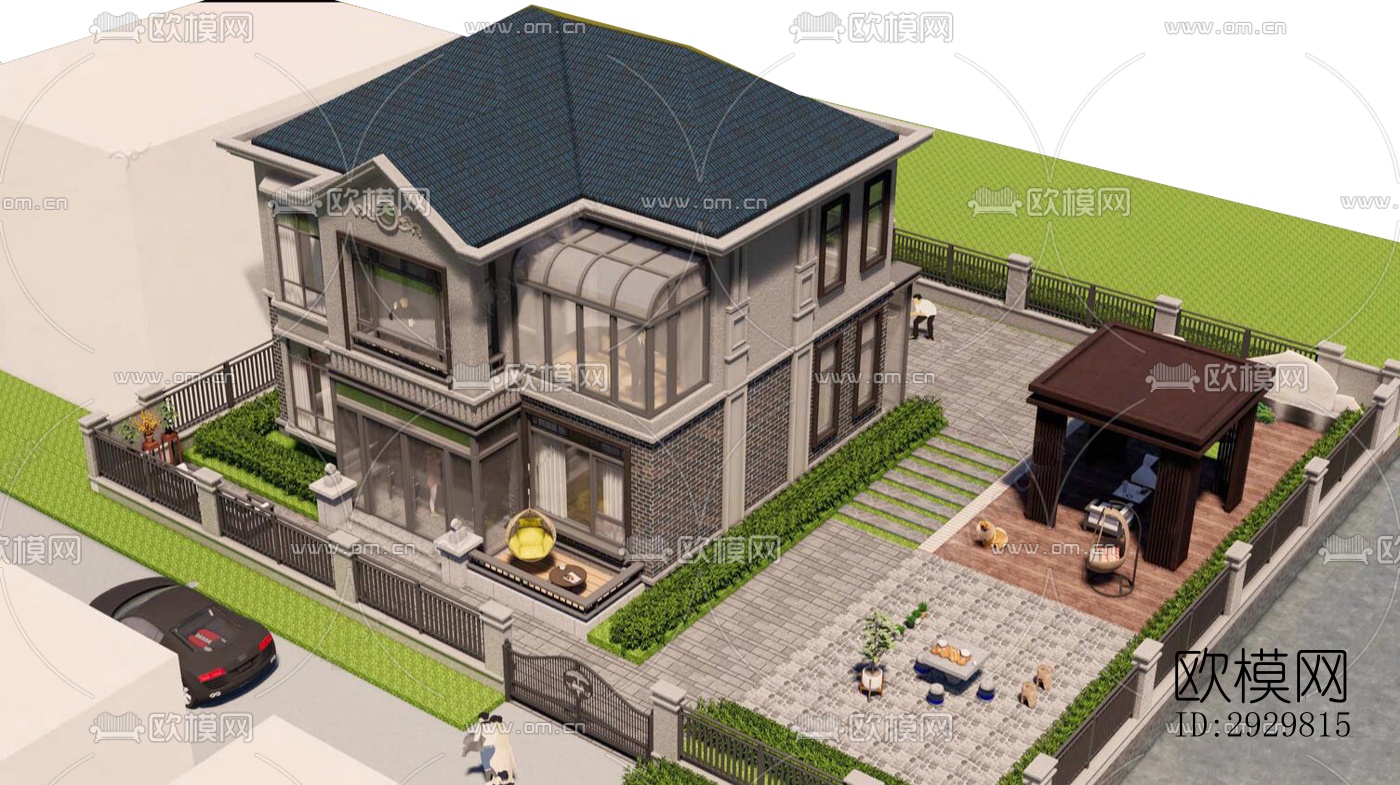 欧式居住建筑效果图下载