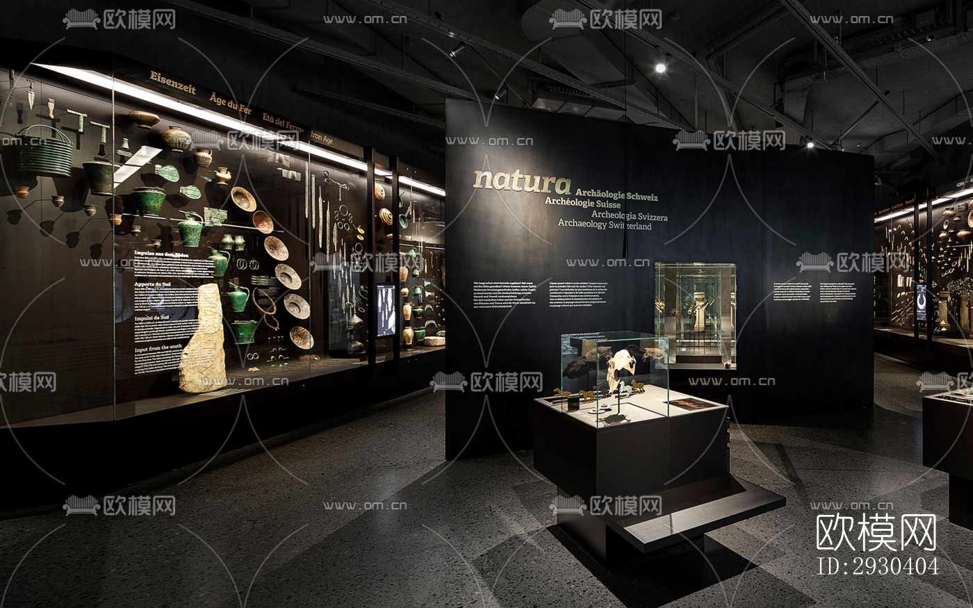 高级灰展览展厅效果图下载（渲染图8）