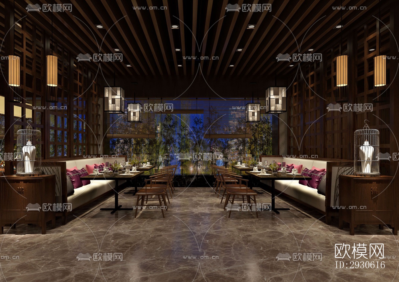 新中式酒店民宿效果图下载（渲染图10）