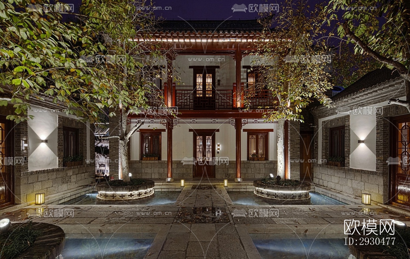 中式酒店民宿效果图下载（渲染图13）