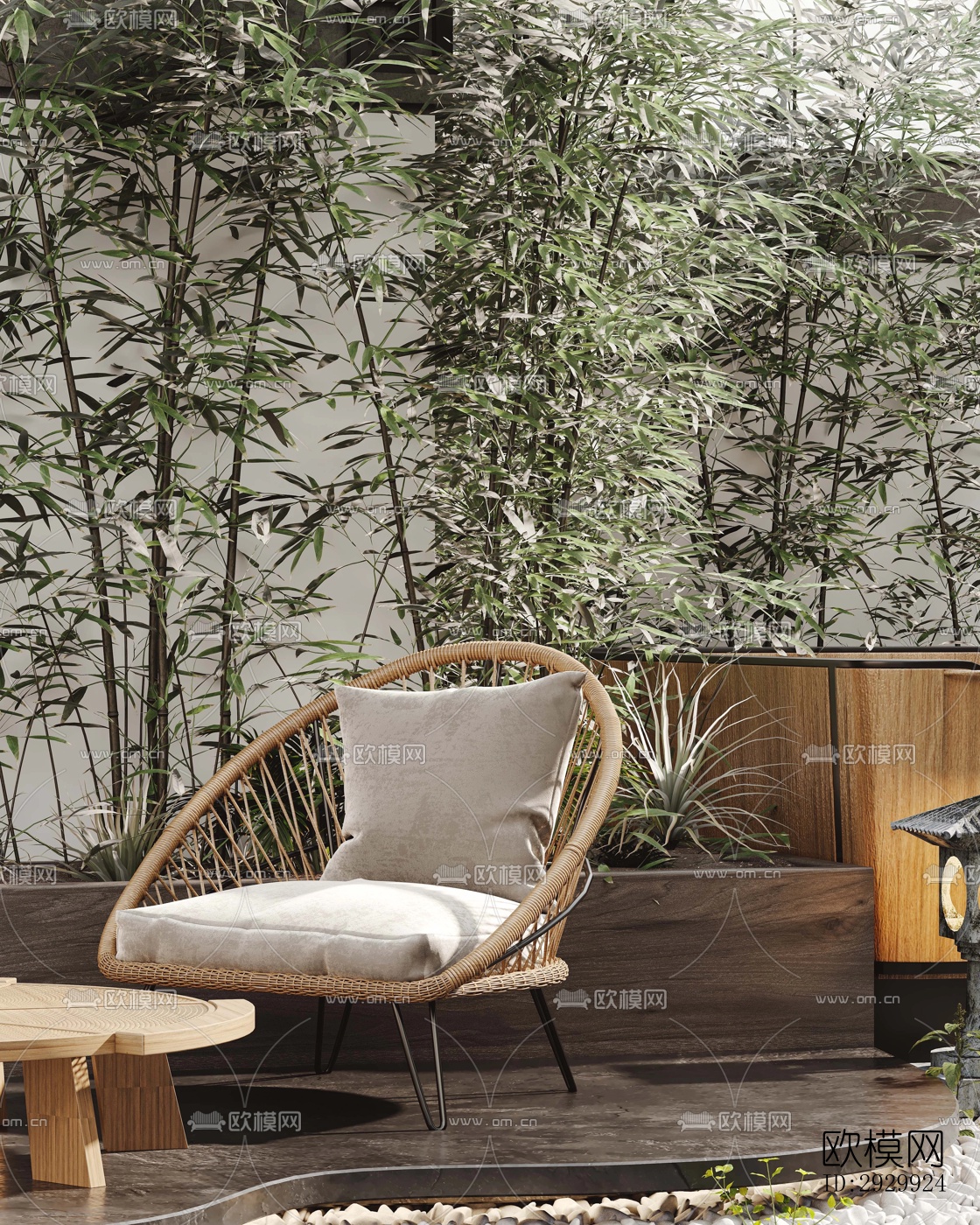 新中式居住景观效果图下载（渲染图6）