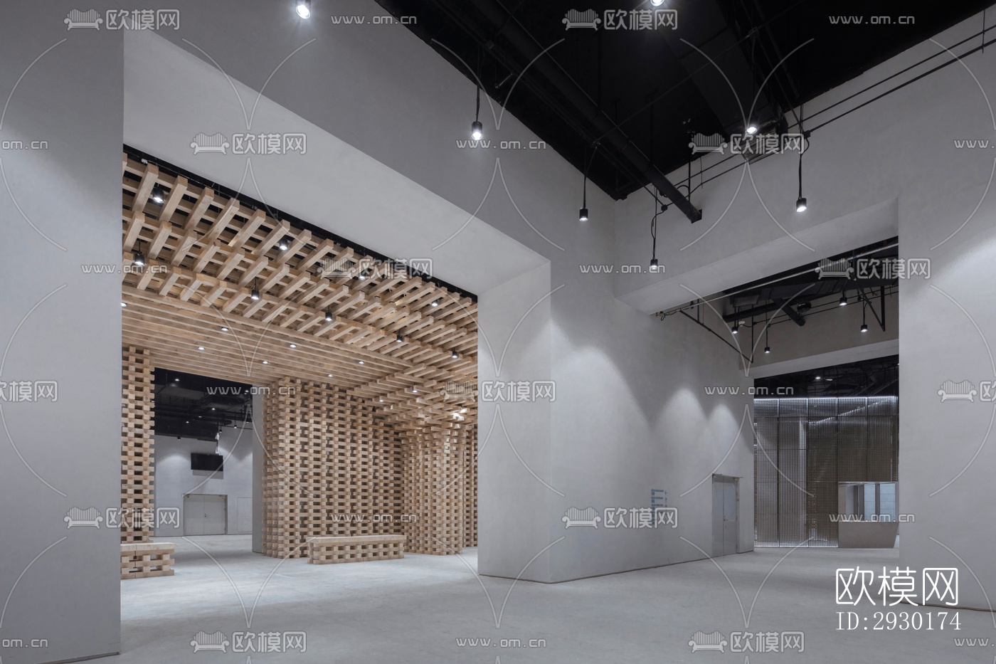 现代展览展厅效果图下载（渲染图1）