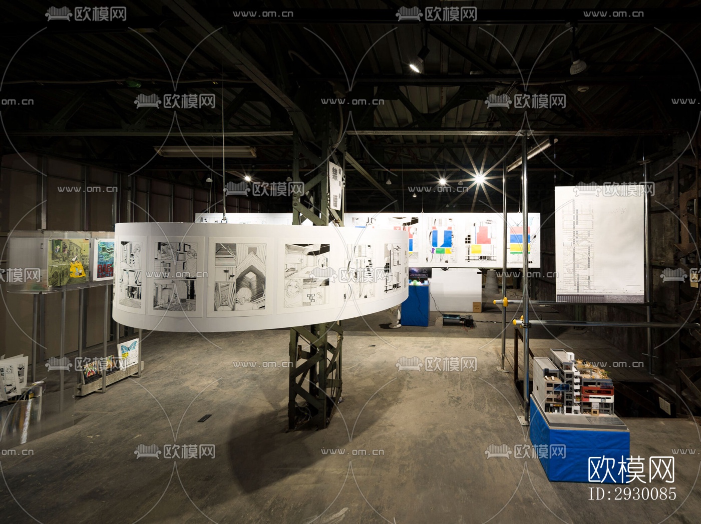 工业风展览展厅效果图下载（渲染图4）