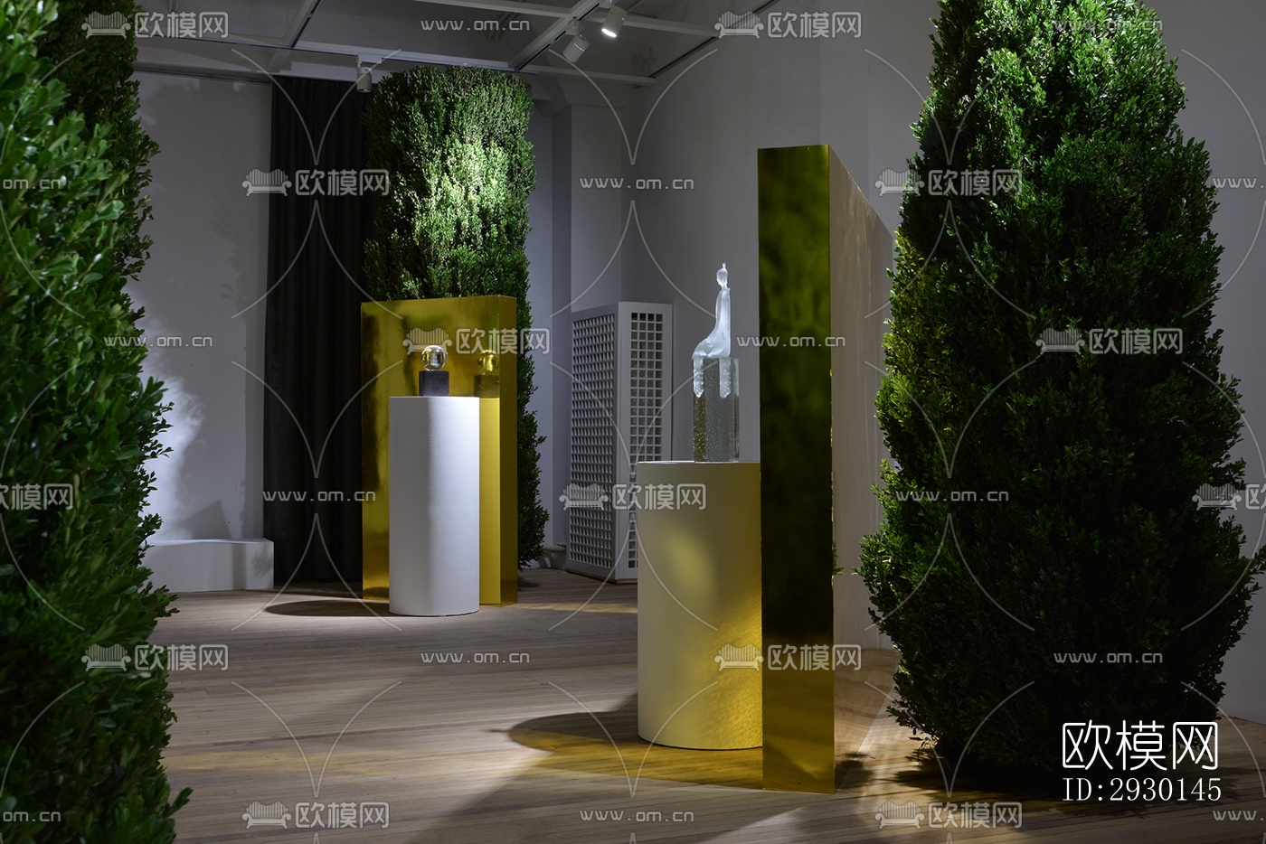 现代展览展厅效果图下载（渲染图1）