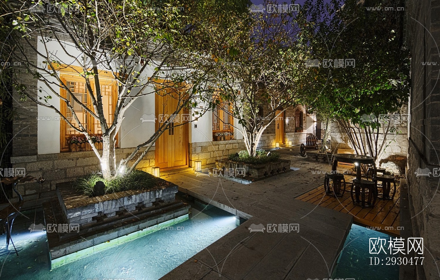 中式酒店民宿效果图下载（渲染图14）