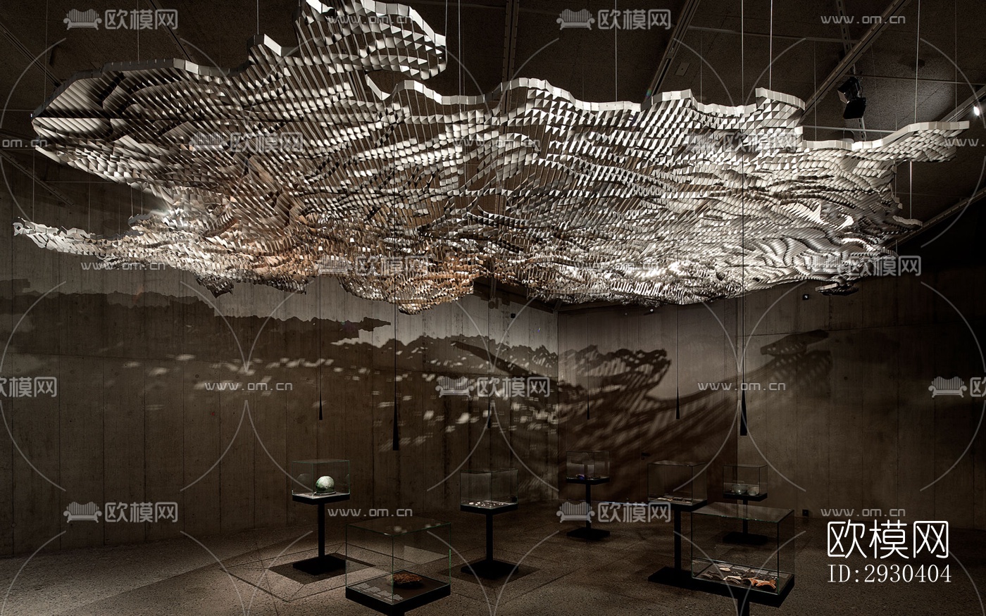 高级灰展览展厅效果图下载（渲染图9）