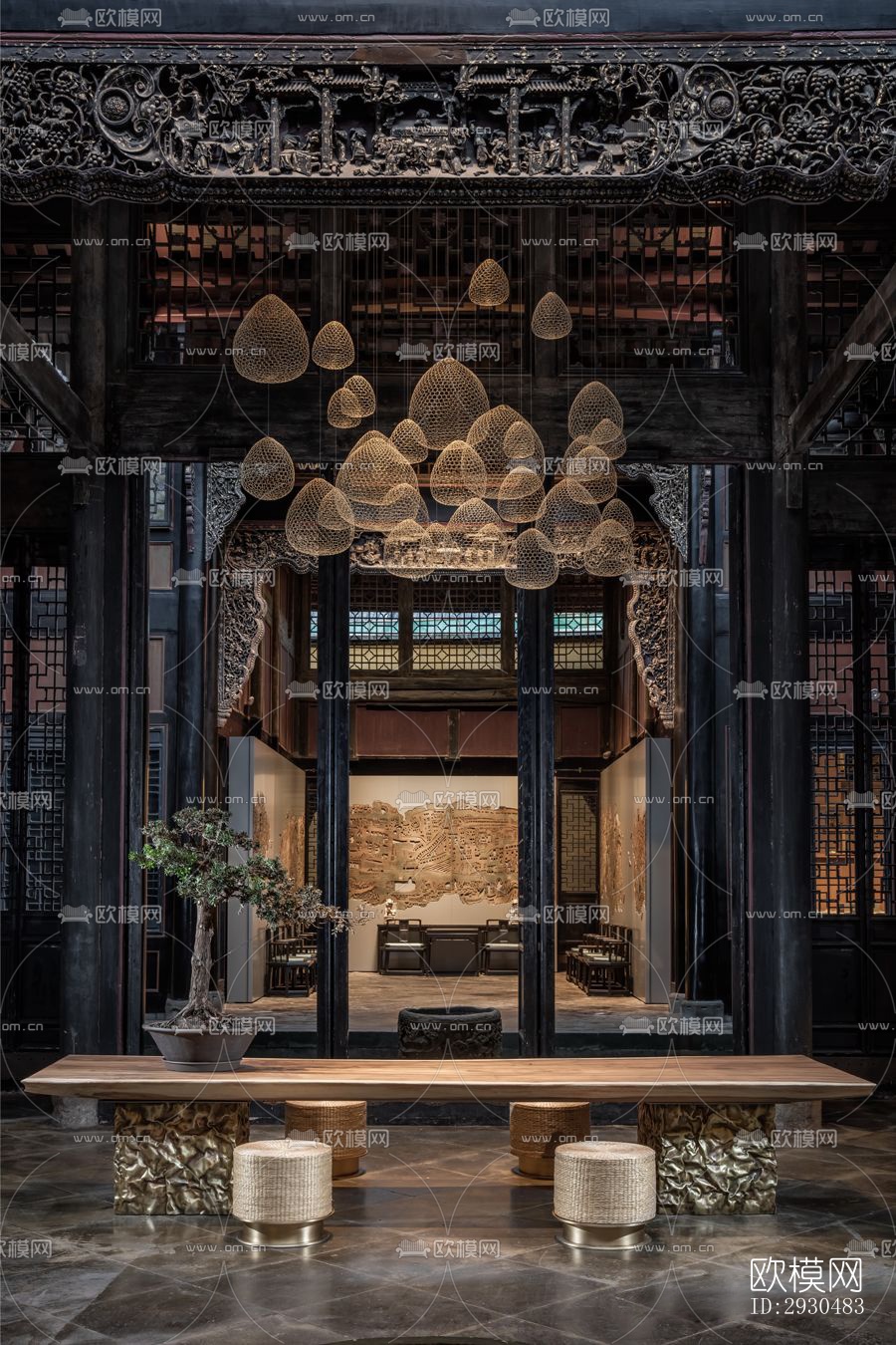 中式酒店民宿效果图下载（渲染图6）