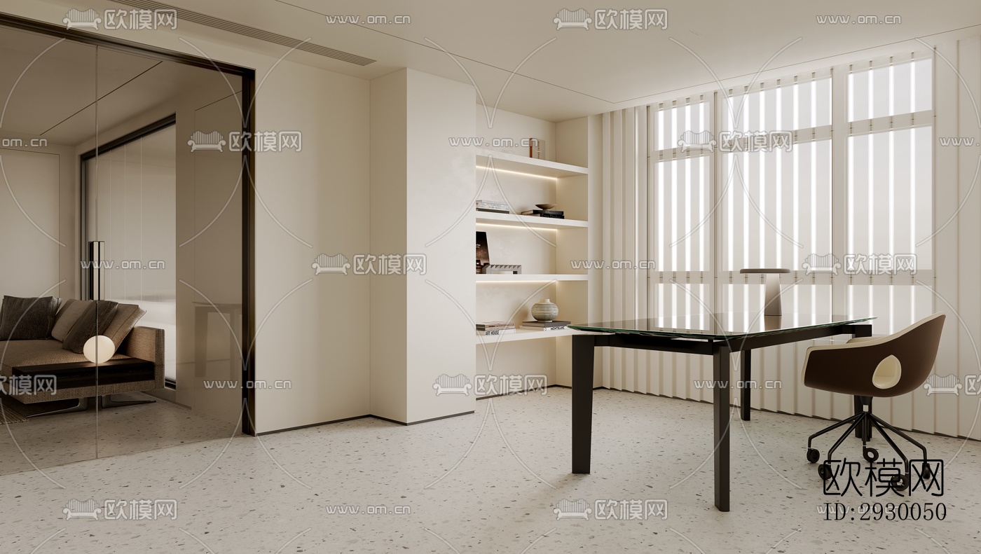 奶油风展览展厅效果图下载（渲染图17）