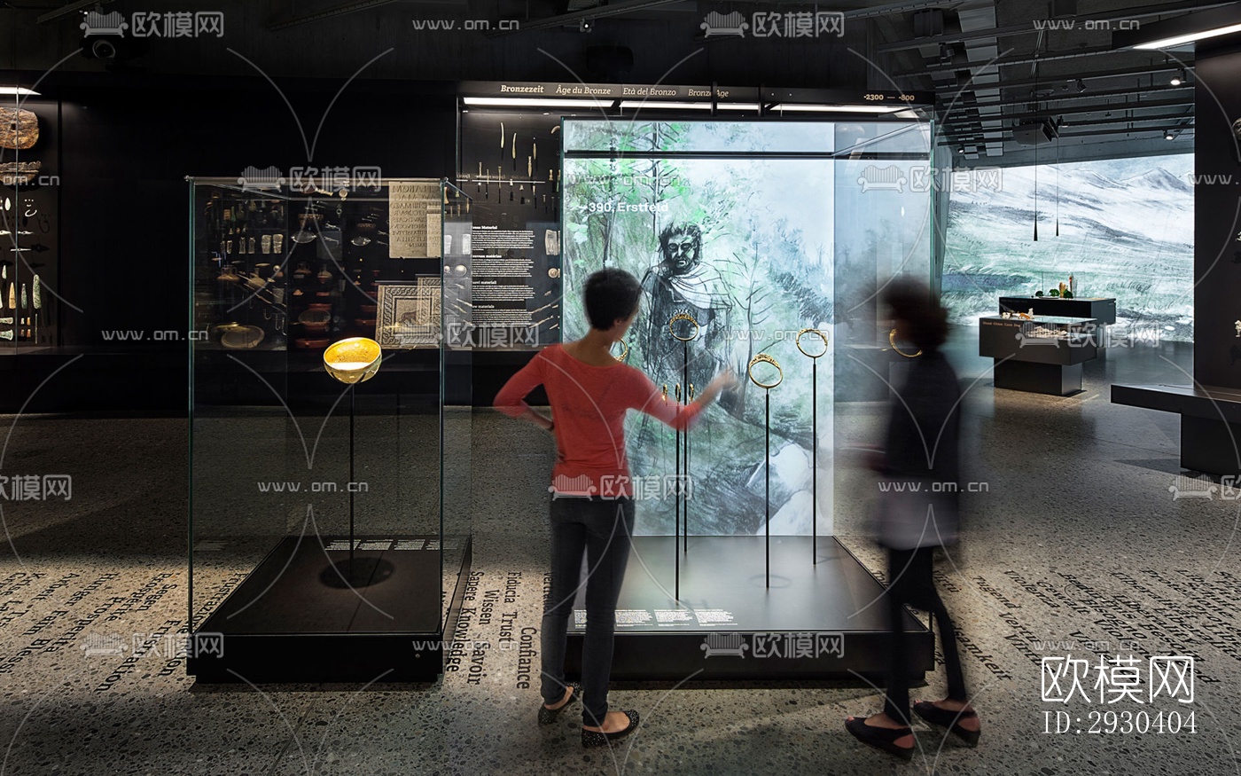 高级灰展览展厅效果图下载（渲染图1）