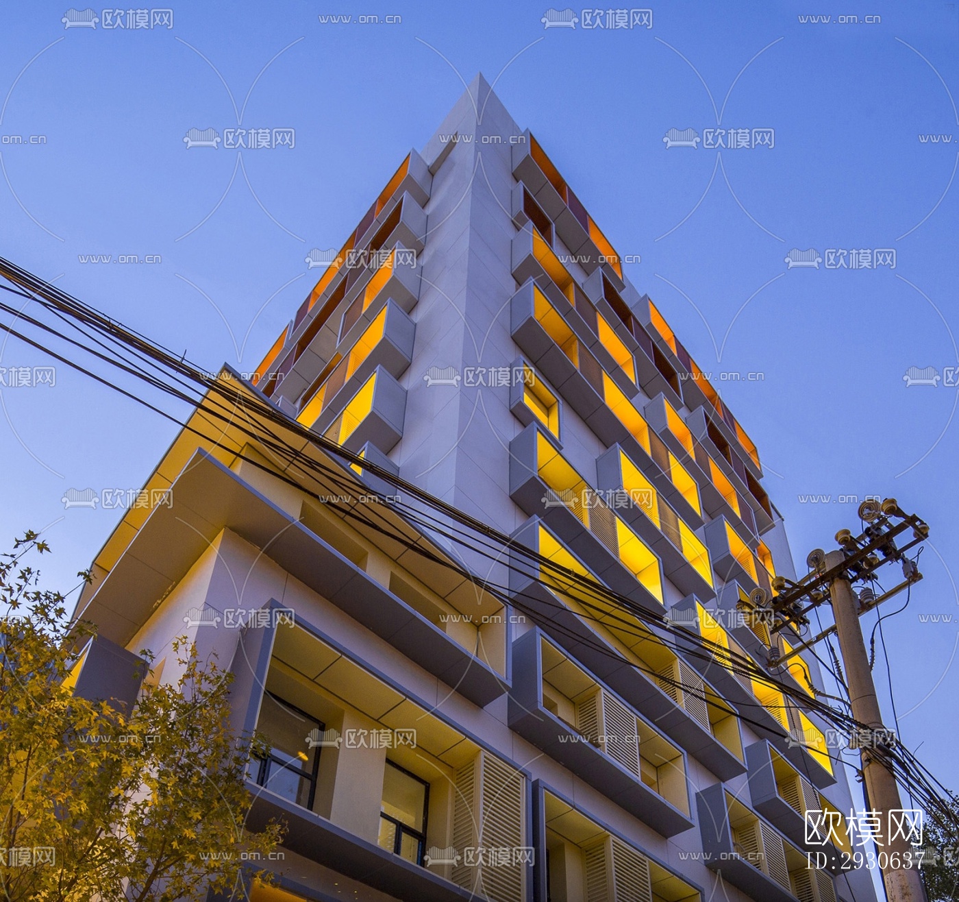 现代酒店民宿效果图下载（渲染图11）