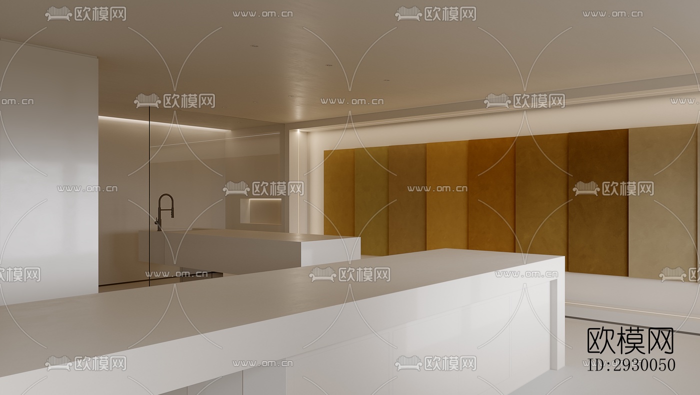 奶油风展览展厅效果图下载（渲染图3）