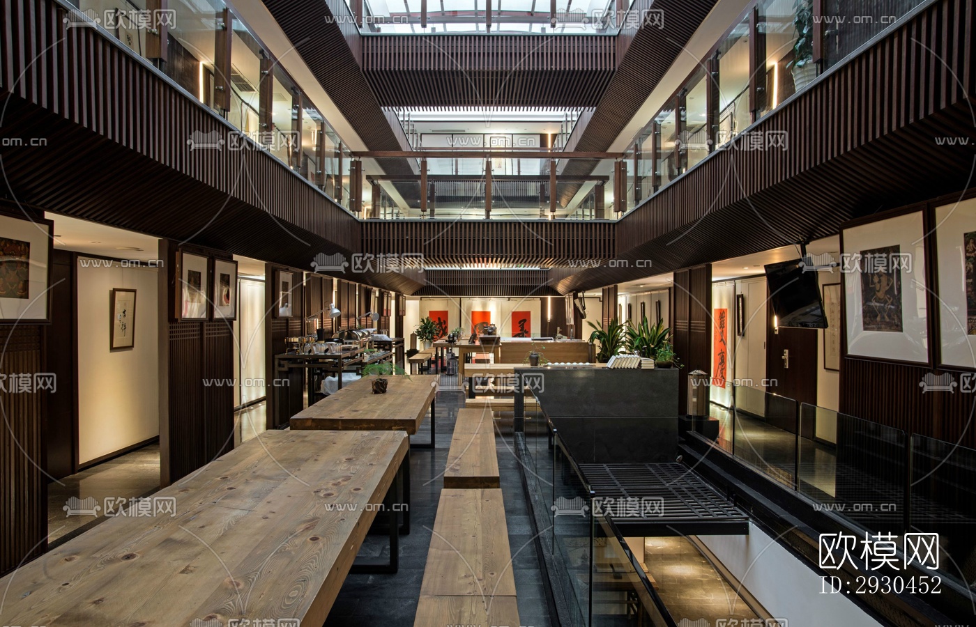 中式酒店民宿效果图下载（渲染图12）