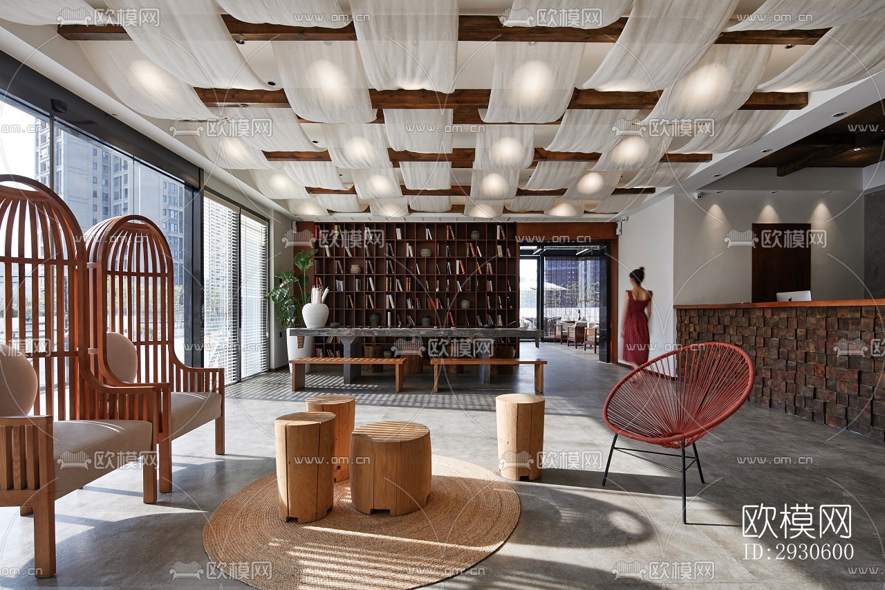 新中式酒店民宿效果图下载（渲染图2）