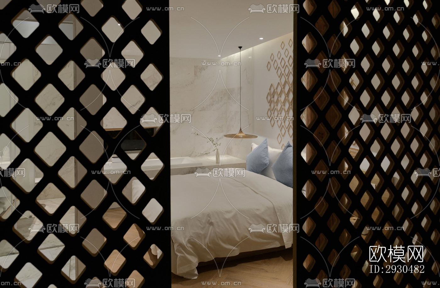 中式酒店民宿效果图下载（渲染图10）