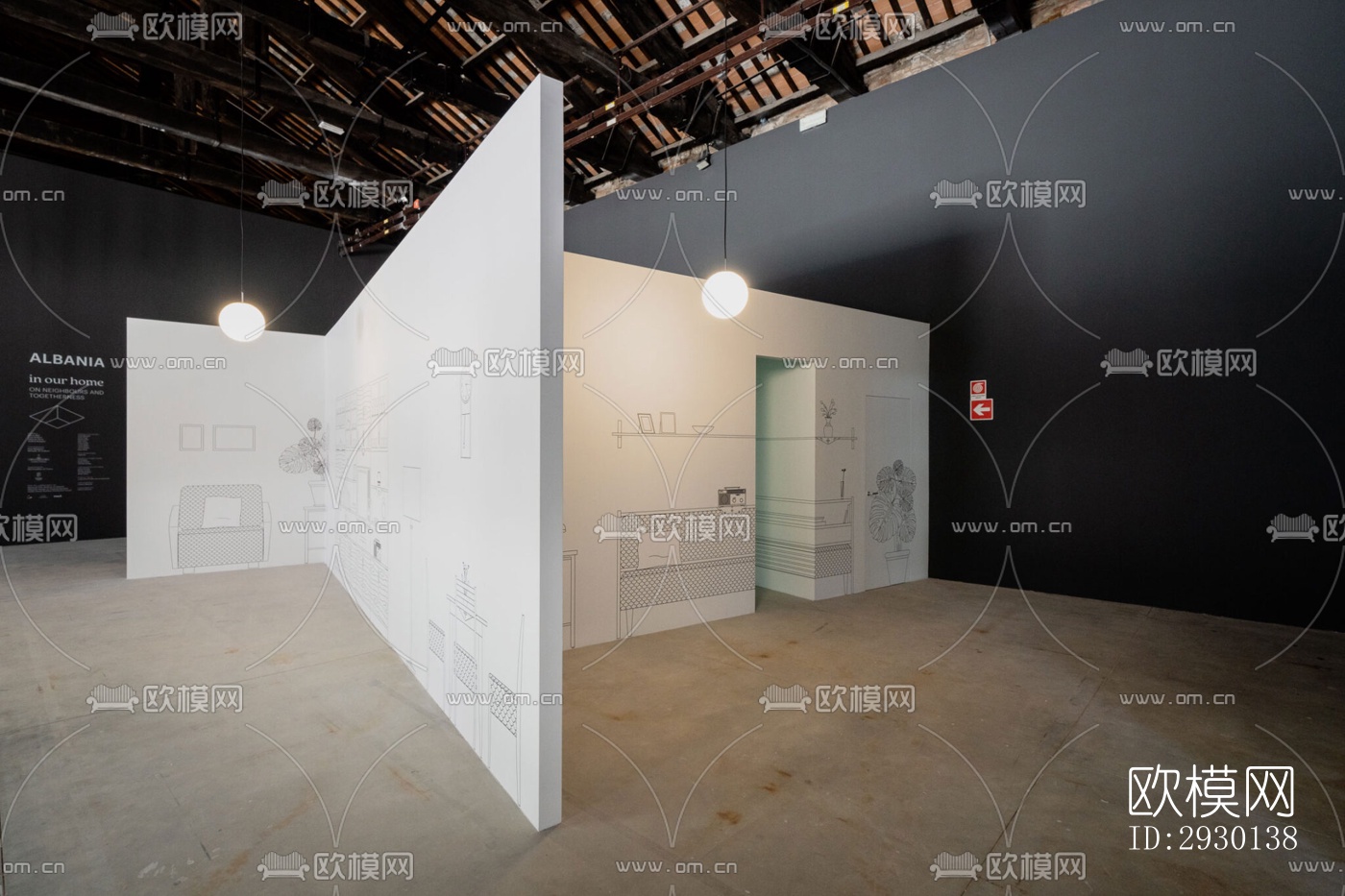 现代展览展厅效果图下载（渲染图2）