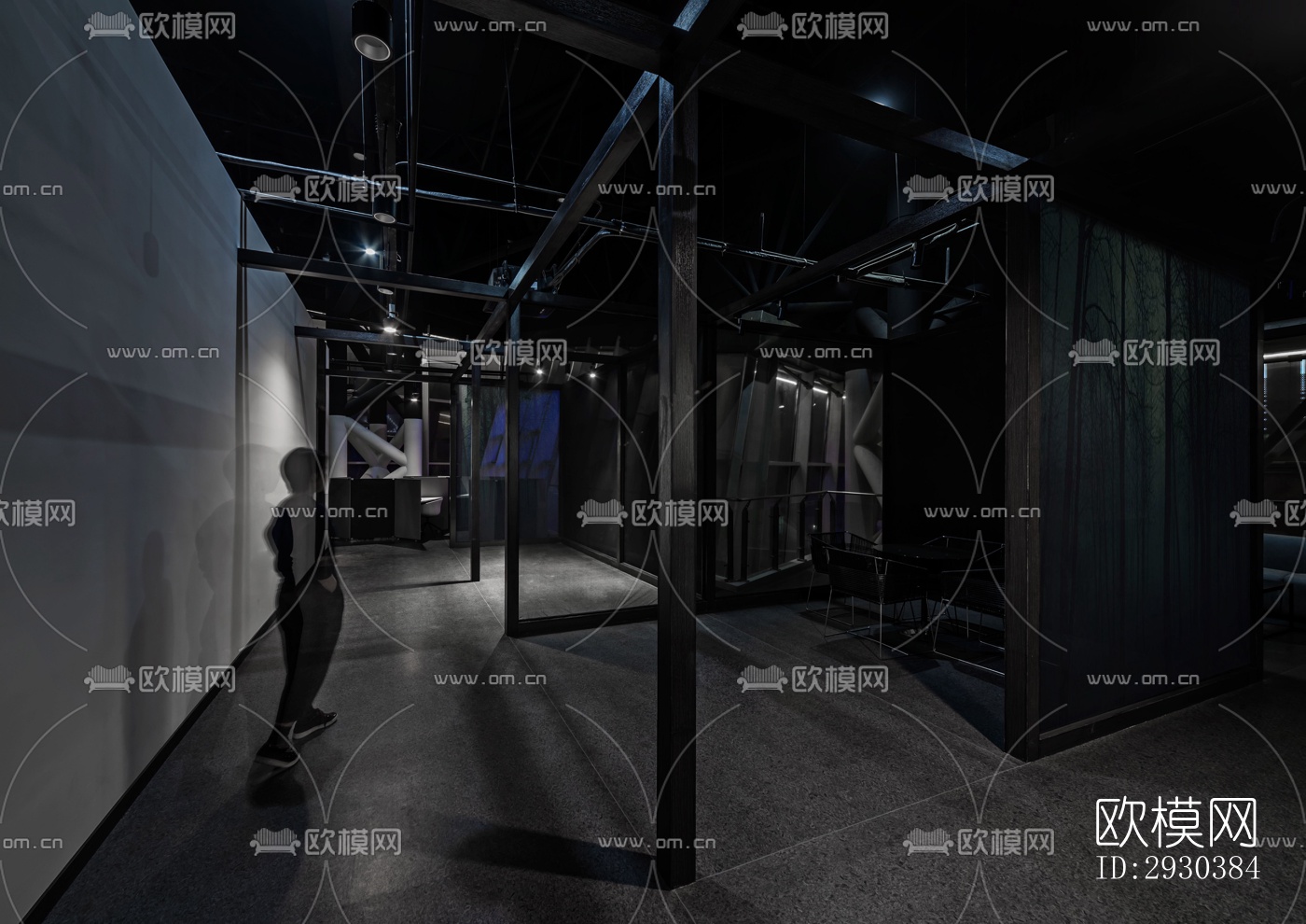 高级灰展览展厅效果图下载（渲染图5）