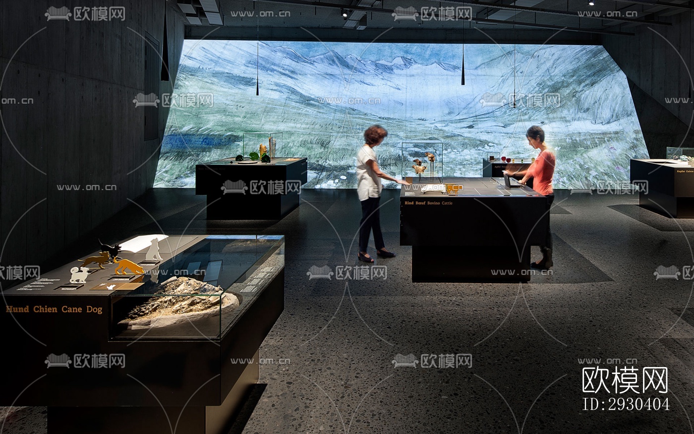 高级灰展览展厅效果图下载（渲染图3）