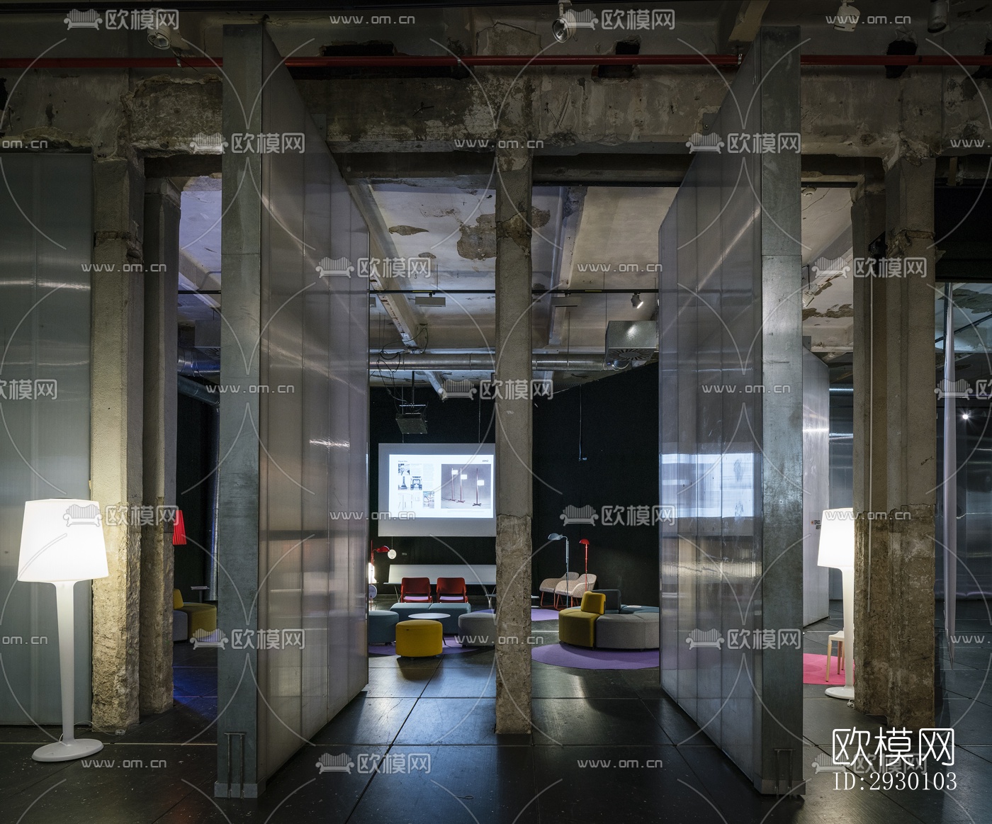 工业风展览展厅效果图下载（渲染图5）