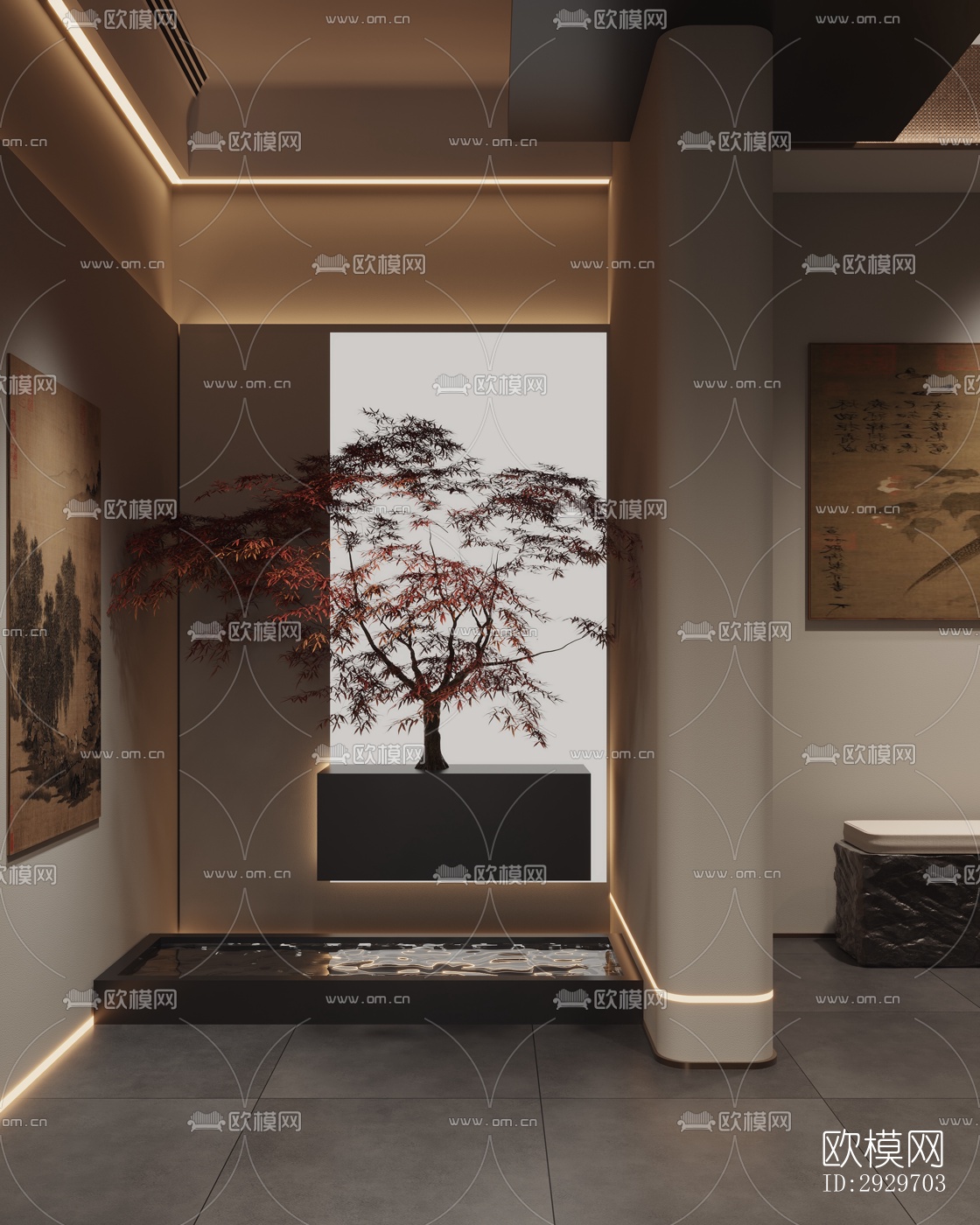 新中式美术博物馆效果图下载（渲染图11）