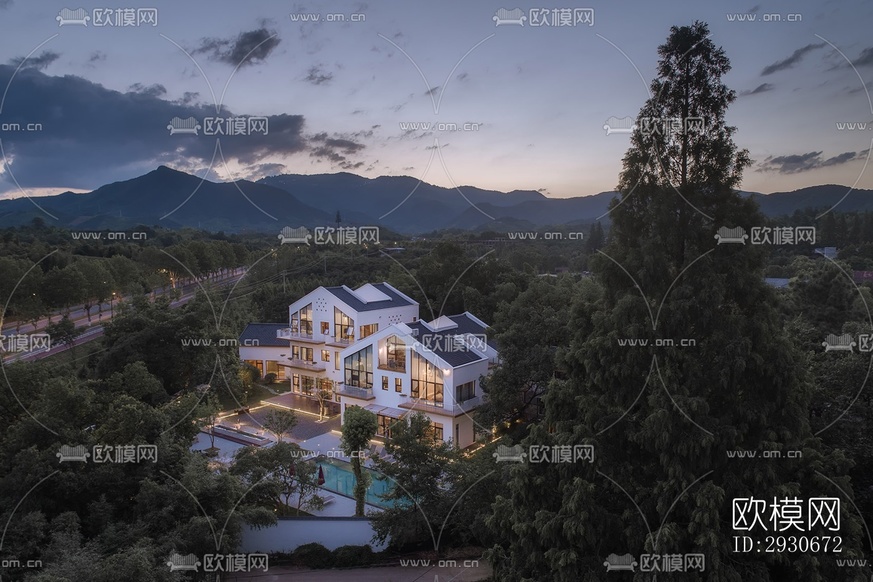 现代酒店民宿效果图下载(渲染图2)