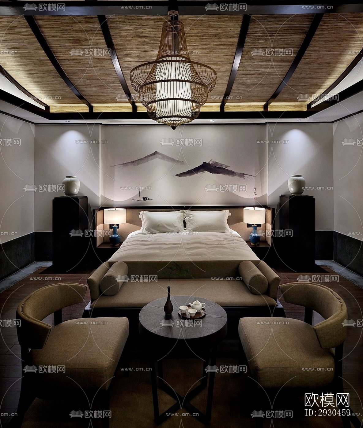 中式酒店民宿效果图下载（渲染图9）