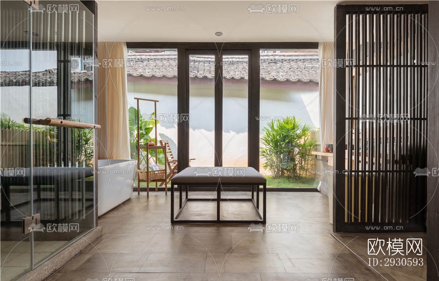 新中式酒店民宿效果图下载（渲染图6）