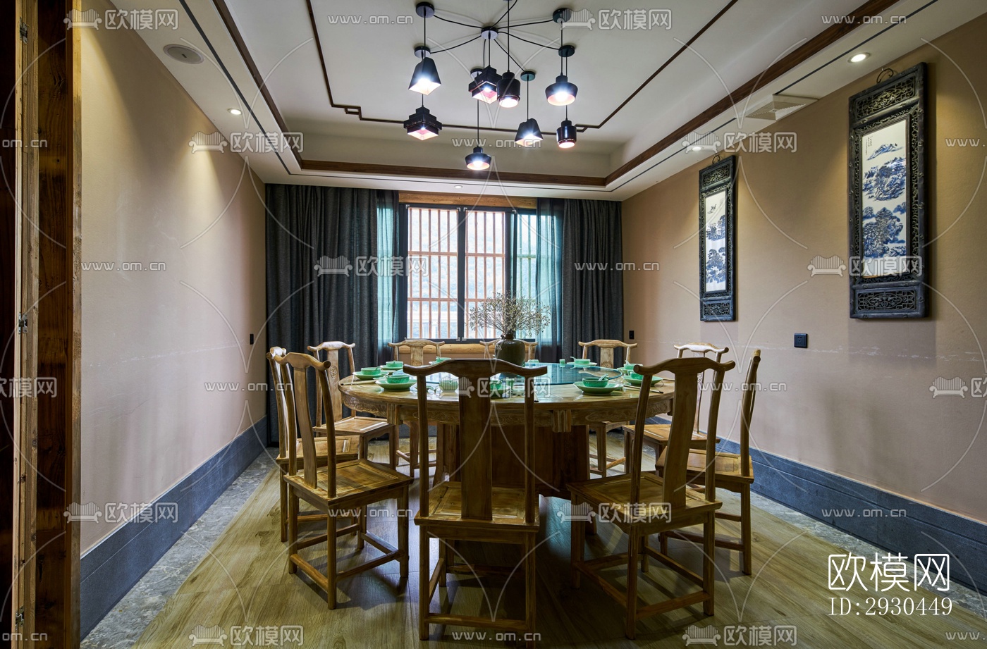 中式酒店民宿效果图下载（渲染图1）