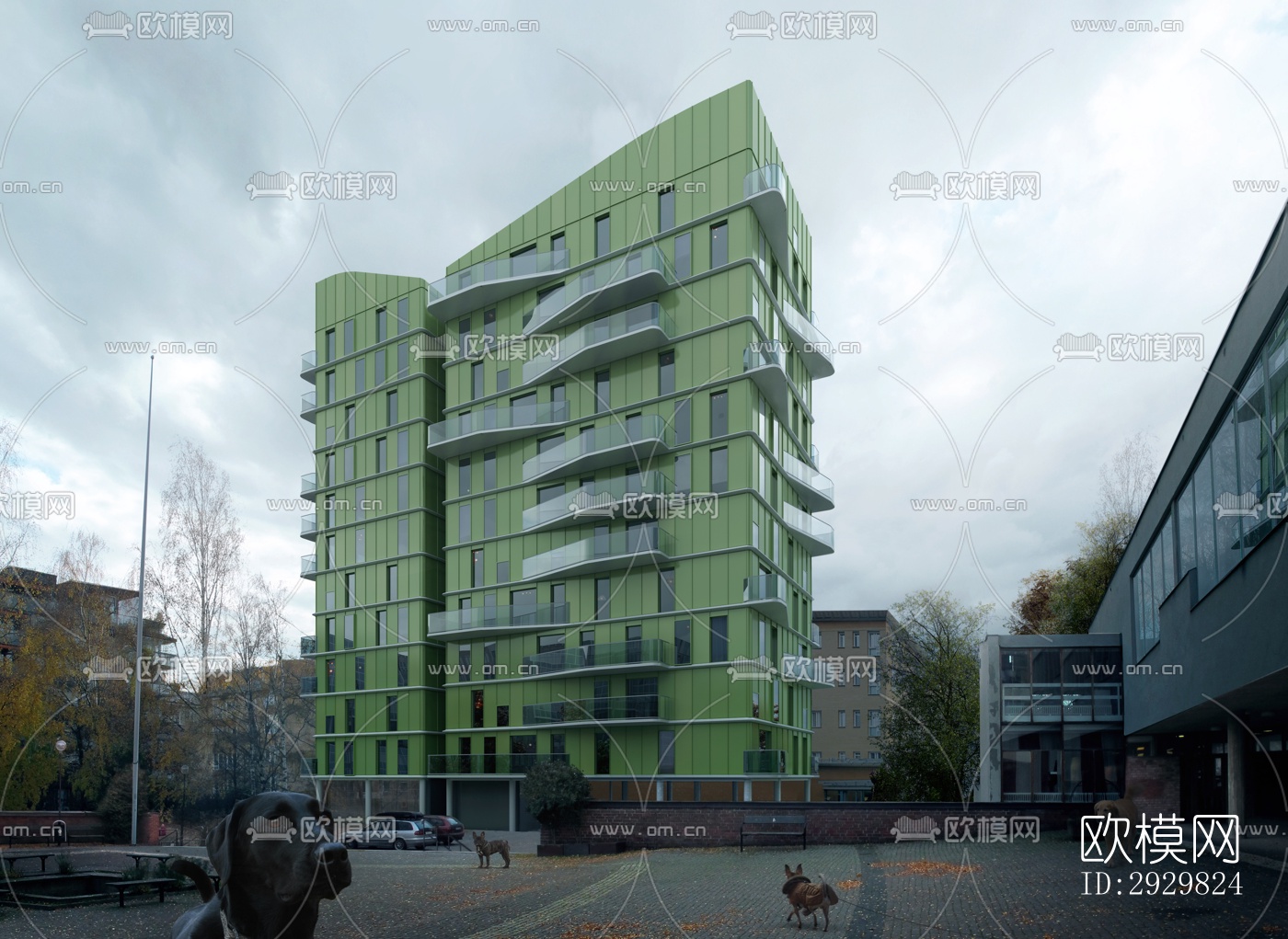 现代居住建筑效果图下载（渲染图3）