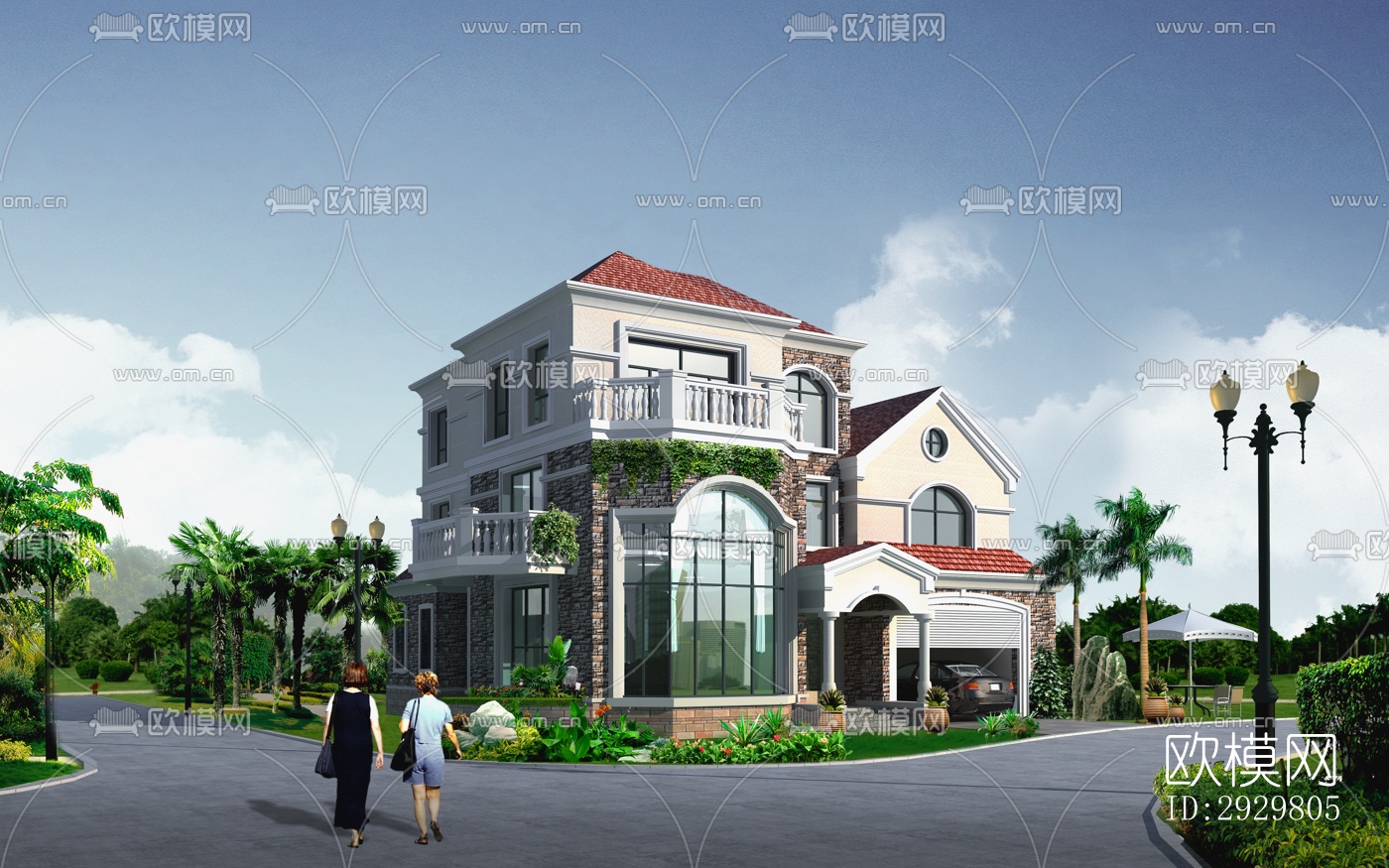 欧式居住建筑效果图下载