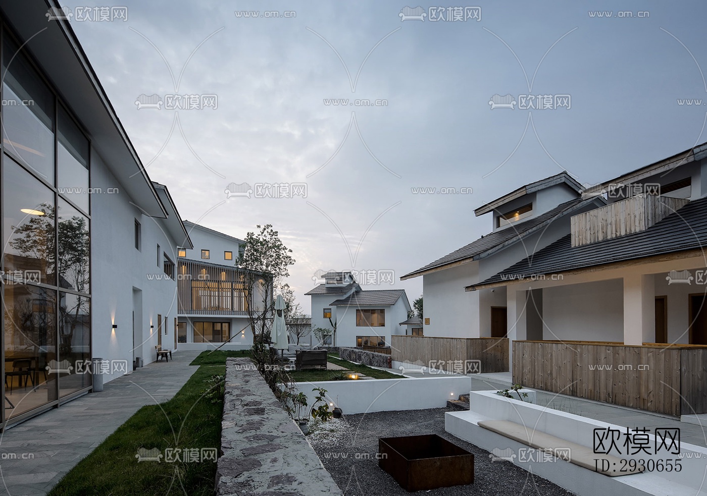 现代酒店民宿效果图下载（渲染图4）