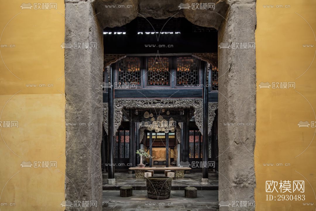 中式酒店民宿效果图下载（渲染图5）