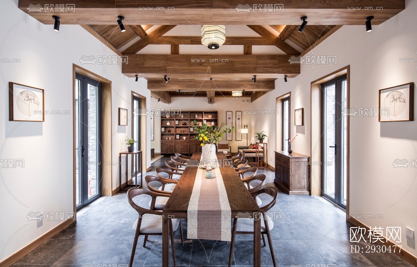 中式酒店民宿效果图下载（渲染图2）