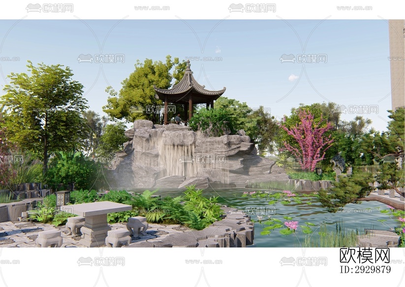 新中式公共景觀效果圖下載(渲染圖6)
