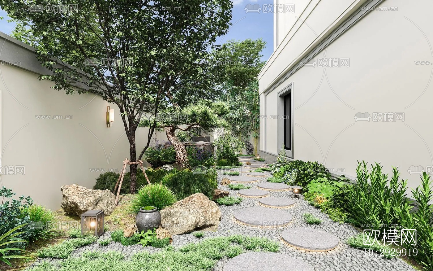 新中式居住景观效果图下载（渲染图3）