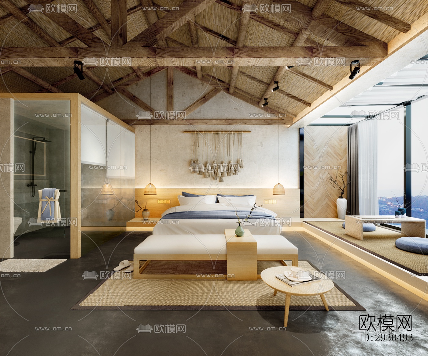 中式酒店民宿效果图下载（渲染图1）