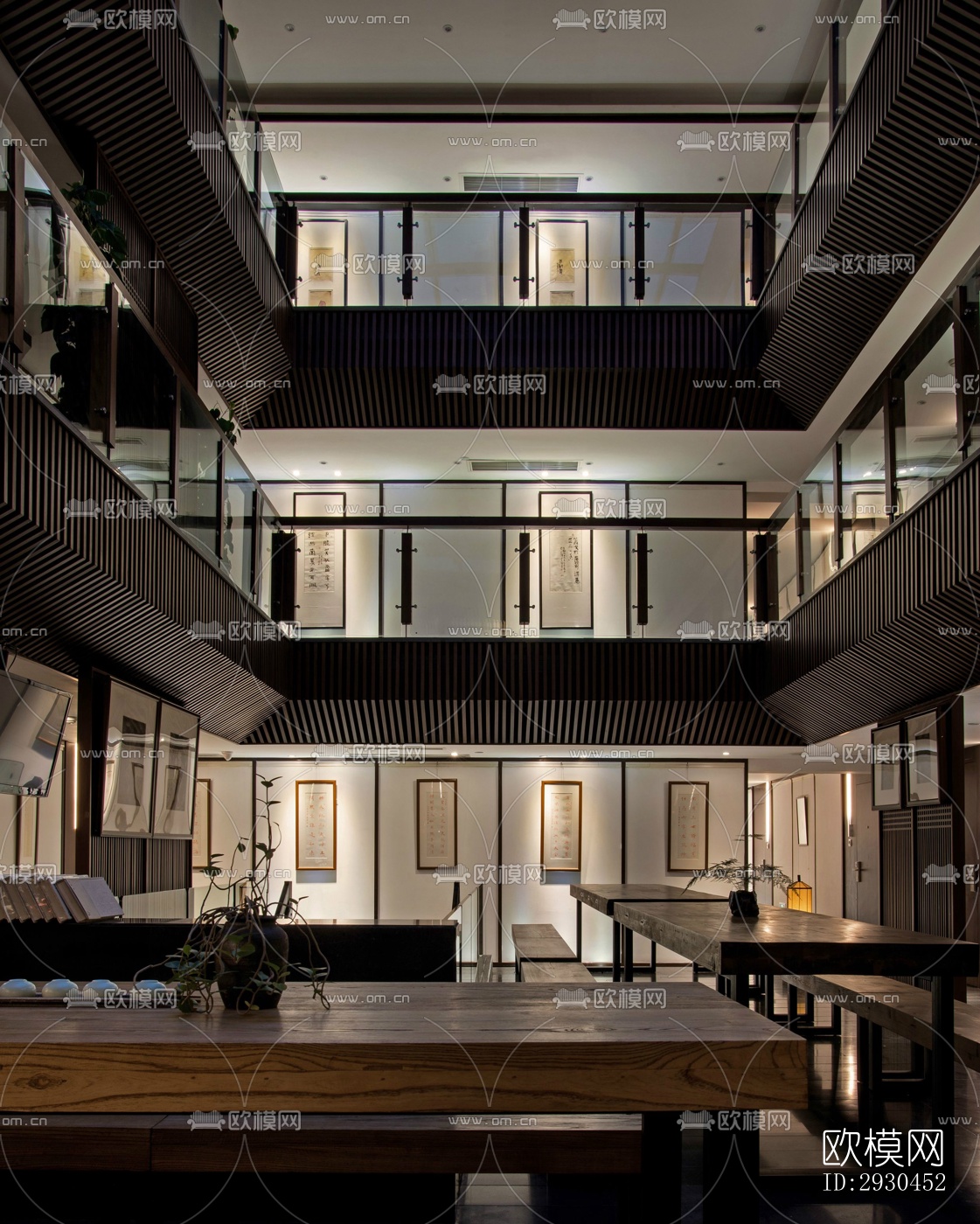 中式酒店民宿效果图下载（渲染图13）